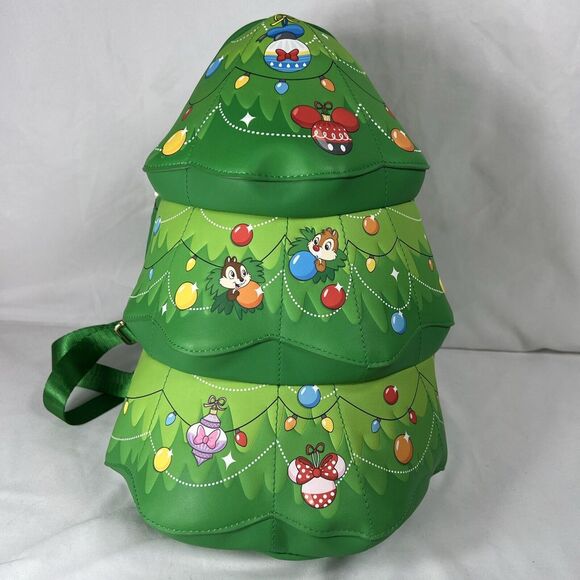 Disney Loungefly Chip‎ And Dale Christmas Tree Backpack NWT